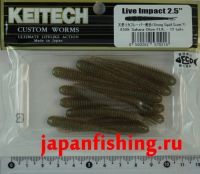 Keitech Custom Worms Live Impact 2.5" #309 Sahara Olive FLK 12шт.